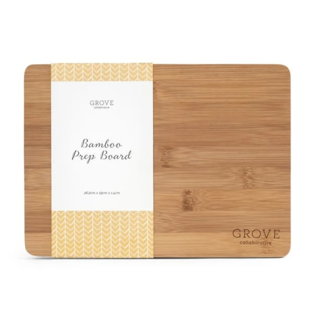 Grove Bamboo Prep Board And Bubble Up Dish Soap Dispenser & Brush